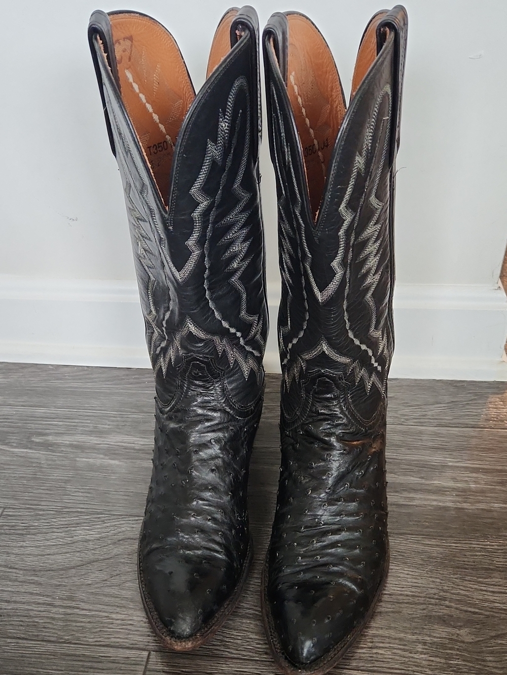 Lucchese 2000 Black Quill Ostrich Womens Boots 8C - Picture 3 of 10
